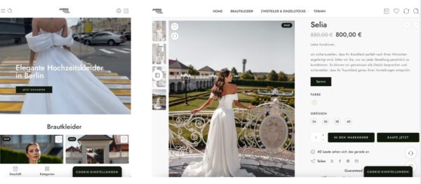 Onlineshop für Brautmode